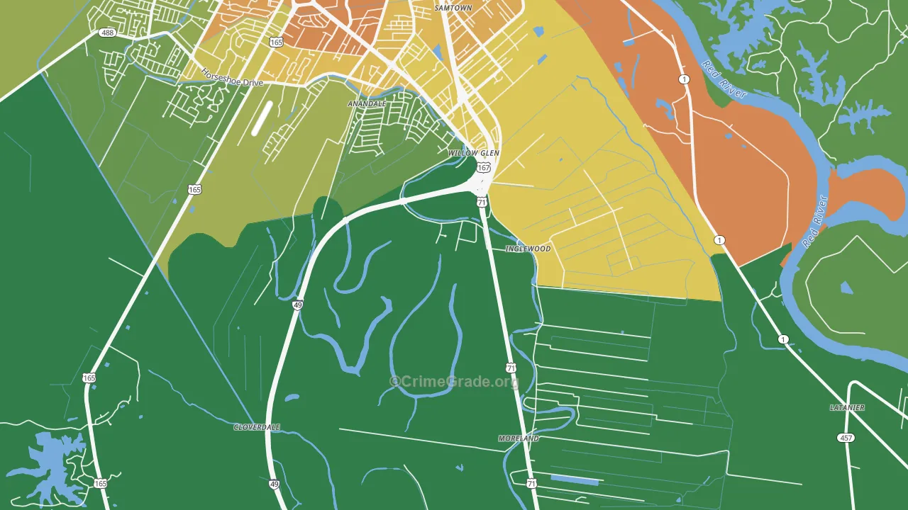 Willow Glen, LA Map of Drug-Related Crime Rates