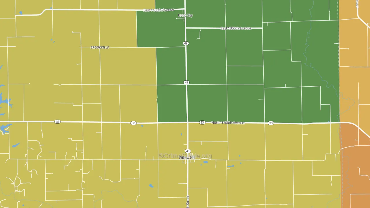 Willow Hill, IL Map of Drug-Related Crime Rates