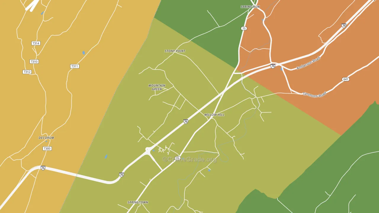 Willow Hill, PA Map of Drug-Related Crime Rates
