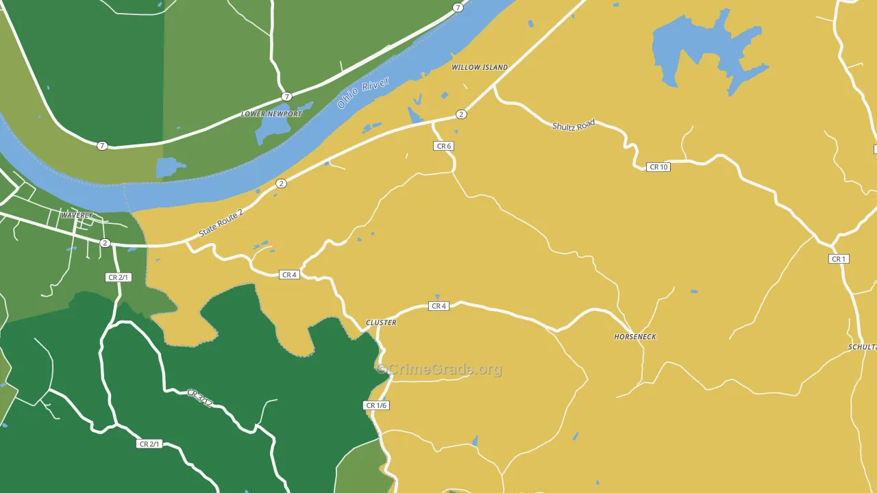 Willow Island, WV Map of Drug-Related Crime Rates