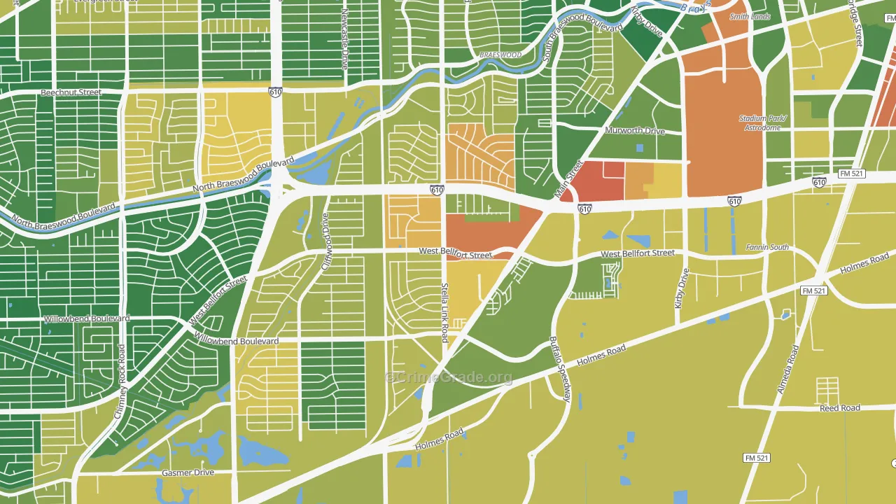 Willow Meadows-Willowbend Area, Houston, TX Map of Drug-Related Crime Rates