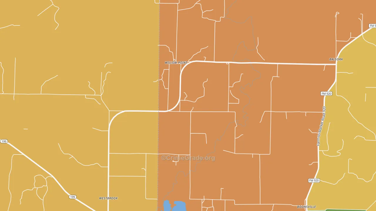 Willow Point, TX Map of Drug-Related Crime Rates