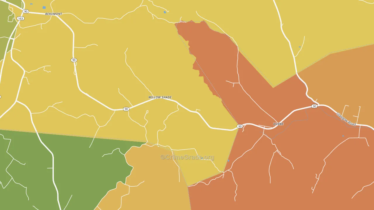 Willow Shade, KY Map of Drug-Related Crime Rates