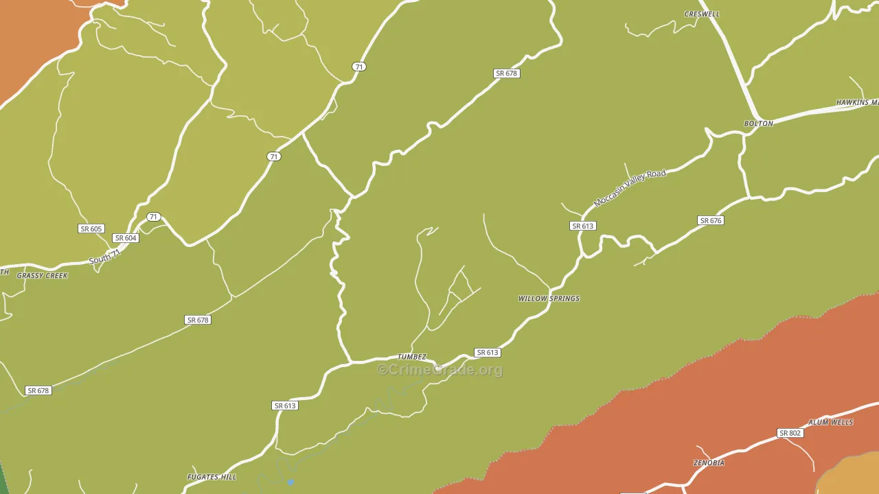 Willow Spring, VA Map of Drug-Related Crime Rates