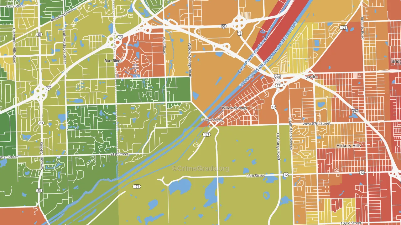 Willow Springs, IL Map of Drug-Related Crime Rates