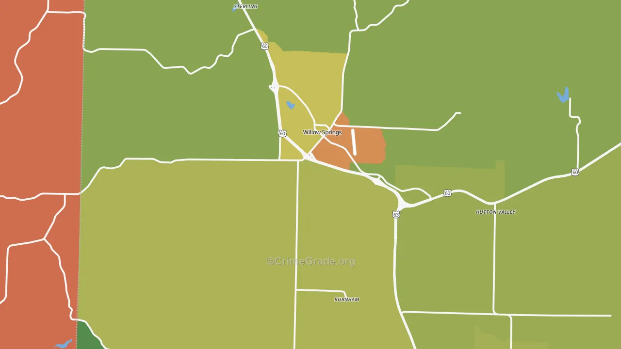 Willow Springs, MO Map of Drug-Related Crime Rates