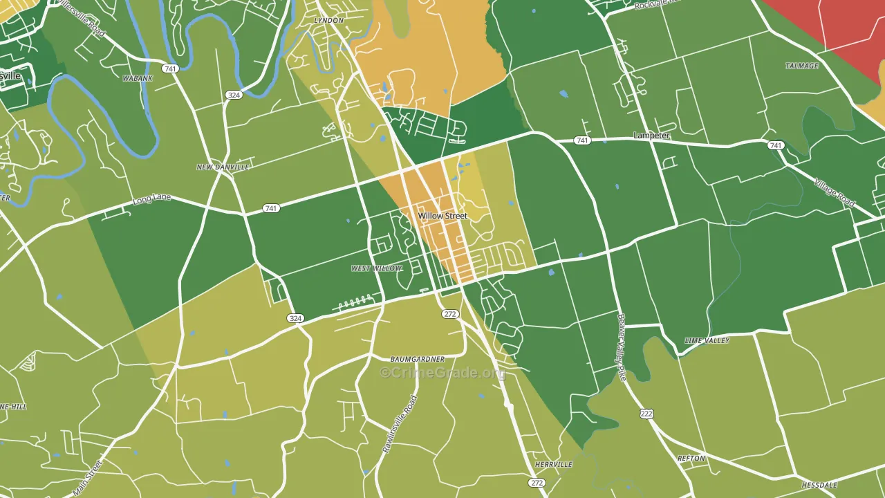 Willow Street, PA Map of Drug-Related Crime Rates