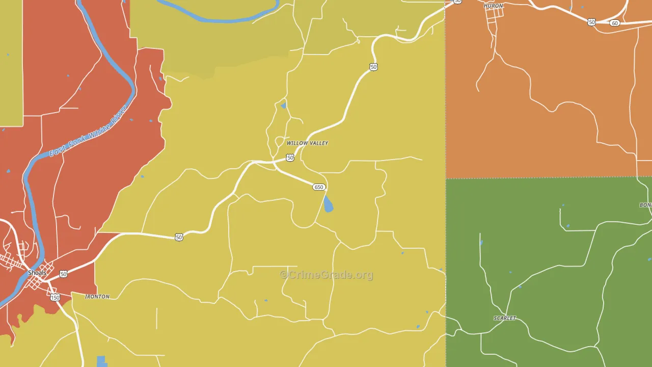 Willow Valley, IN Map of Drug-Related Crime Rates
