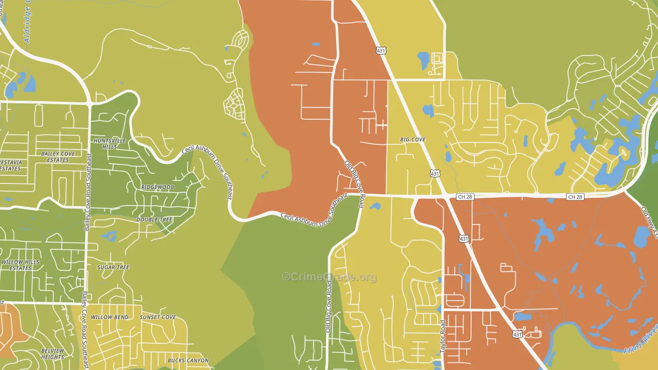 Willowbrook, AL Map of Drug-Related Crime Rates