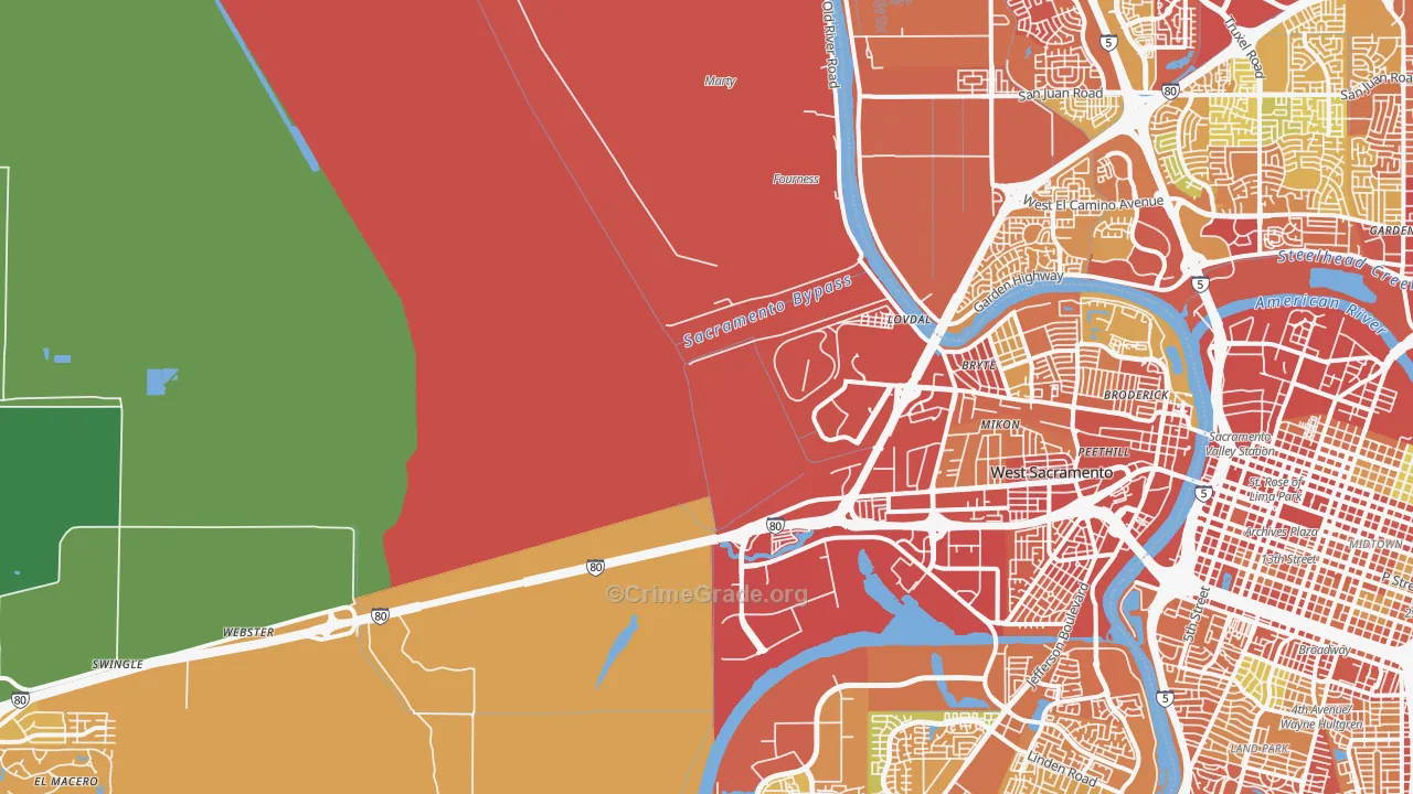 Willowcreek, Sacramento, CA Map of Drug-Related Crime Rates