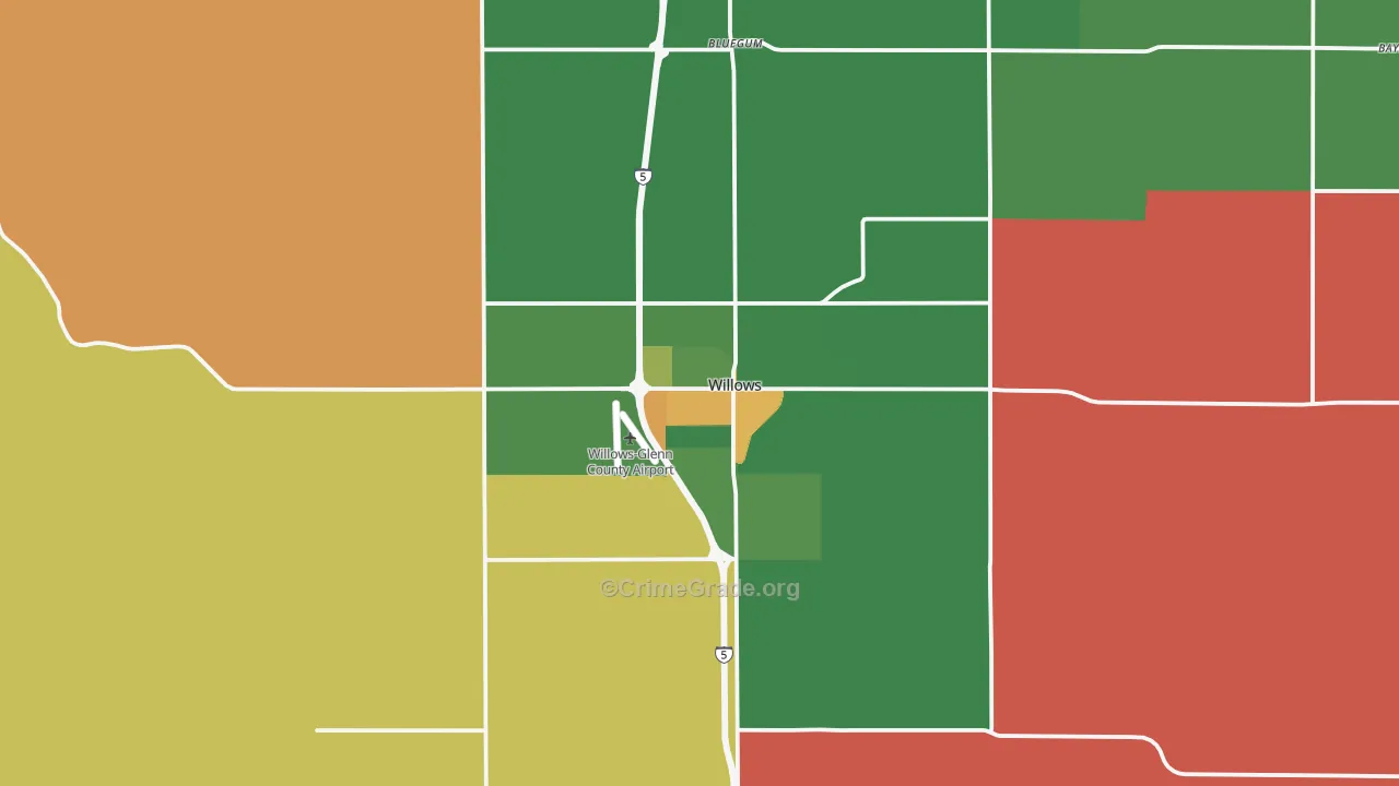 Willows, CA Map of Drug-Related Crime Rates