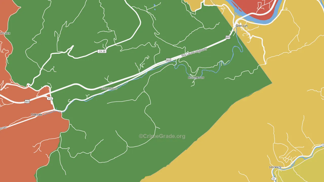Willowton, WV Map of Drug-Related Crime Rates