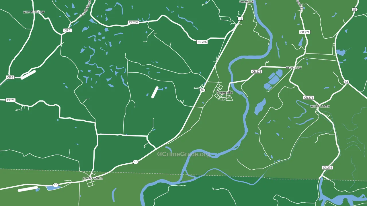 Wills Creek, OH Map of Drug-Related Crime Rates