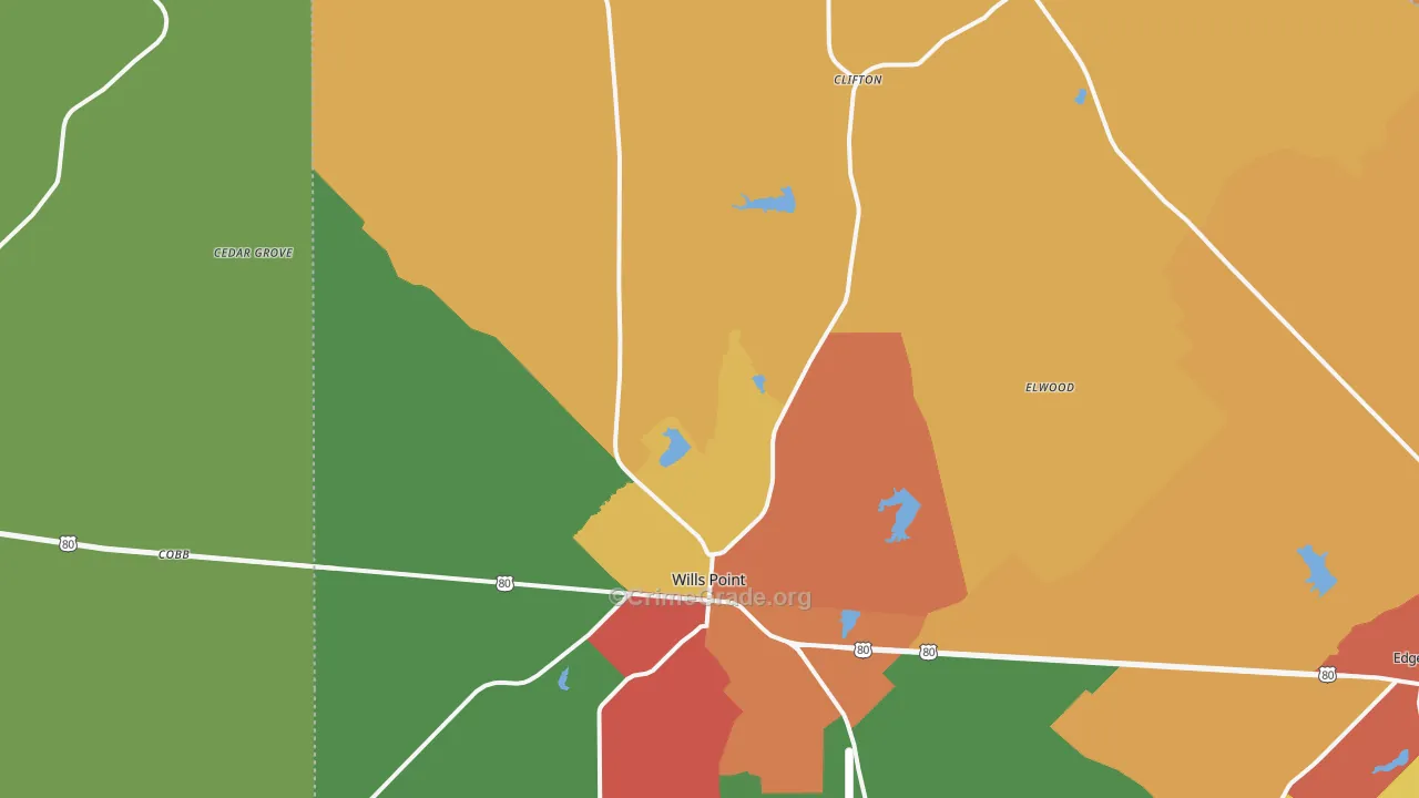 Wills Point, TX Map of Drug-Related Crime Rates