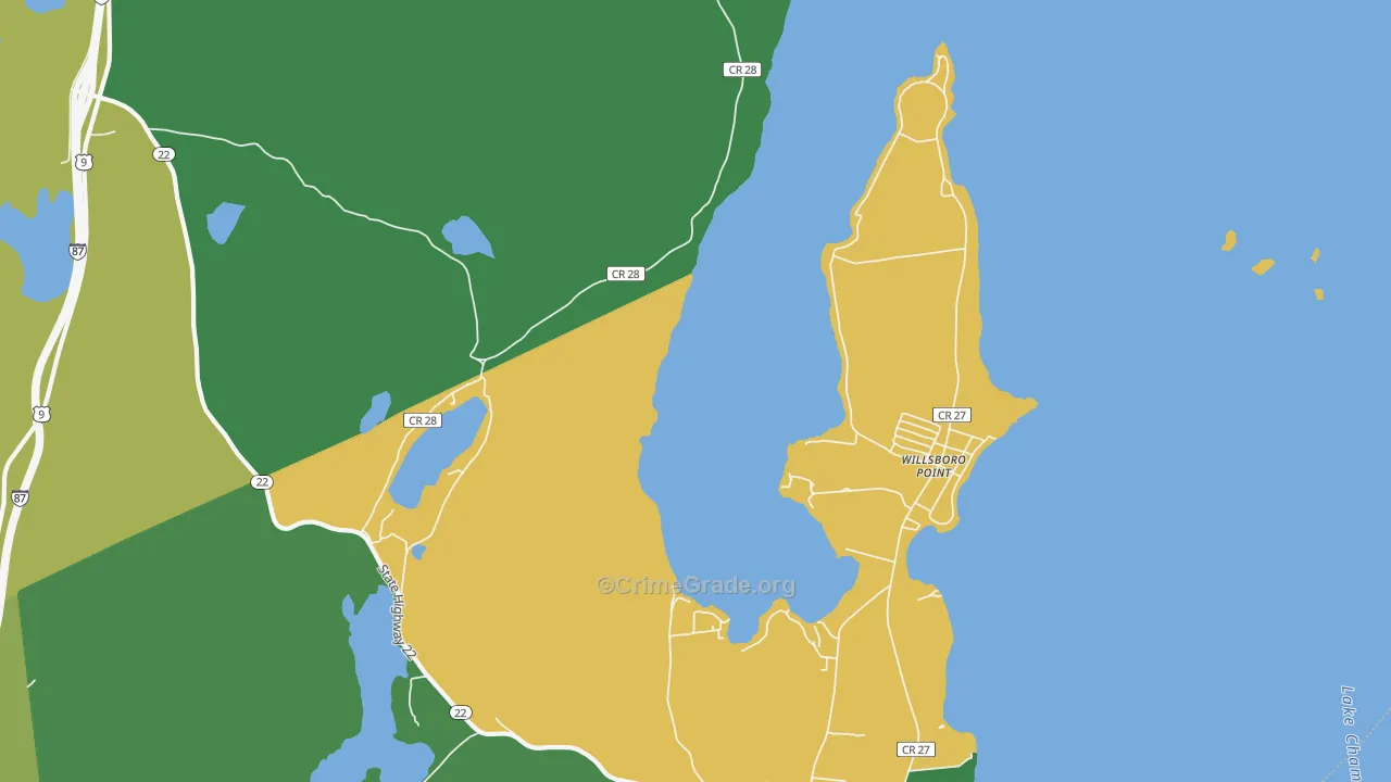 Willsboro Point, NY Map of Drug-Related Crime Rates