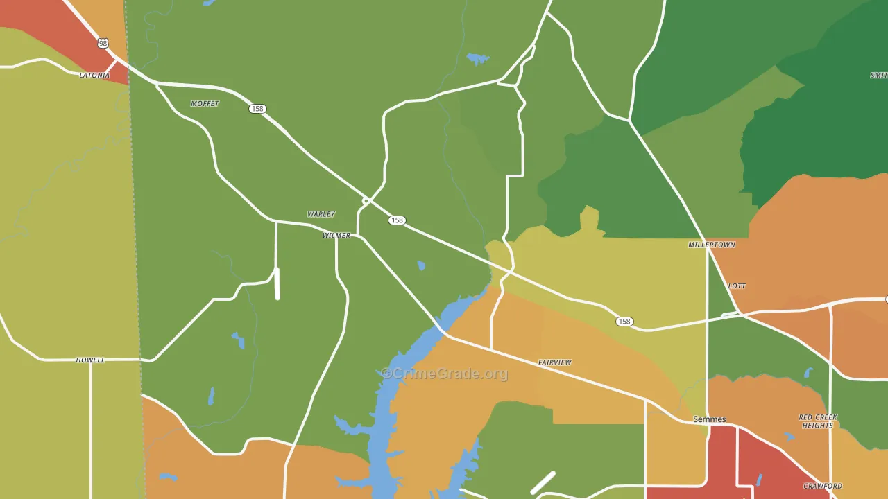 Wilmer, AL Map of Drug-Related Crime Rates