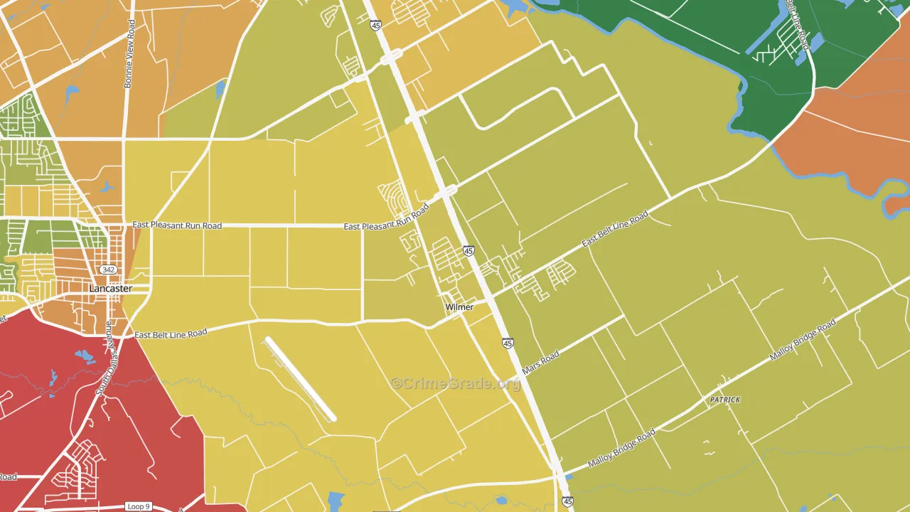 Wilmer, TX Map of Drug-Related Crime Rates