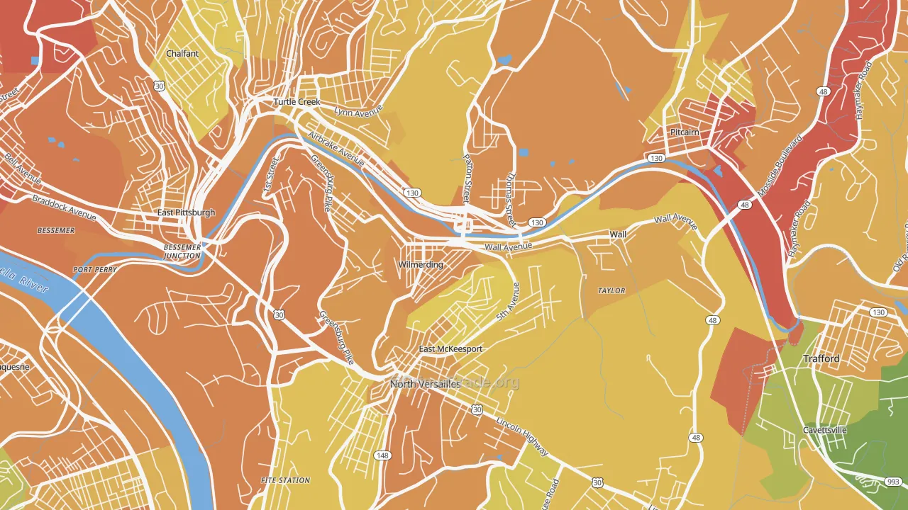 Wilmerding, PA Map of Drug-Related Crime Rates