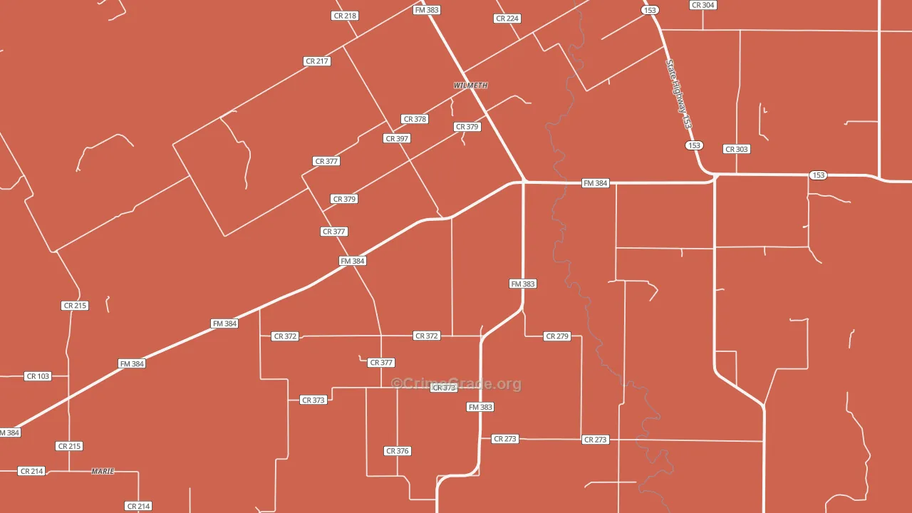 Wilmeth, TX Map of Drug-Related Crime Rates