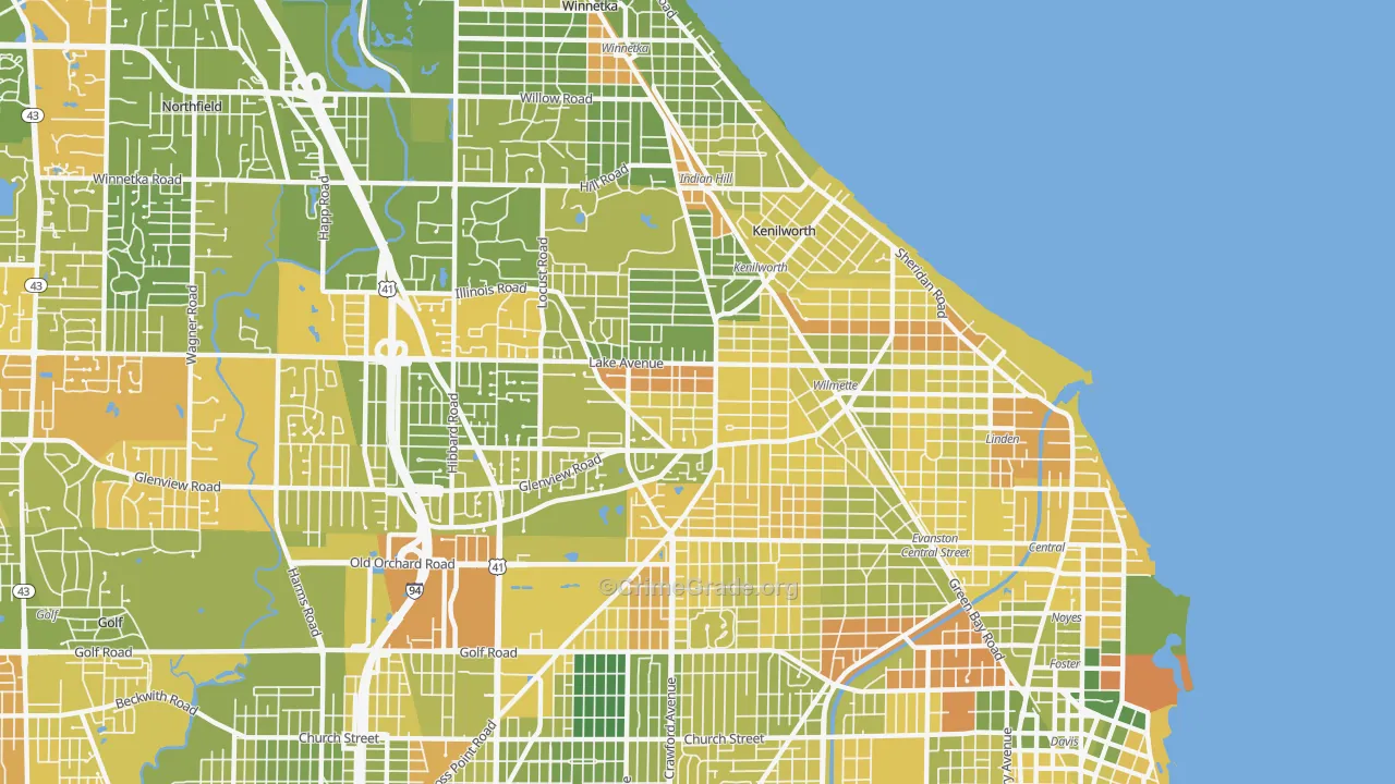 Wilmette, IL Map of Drug-Related Crime Rates