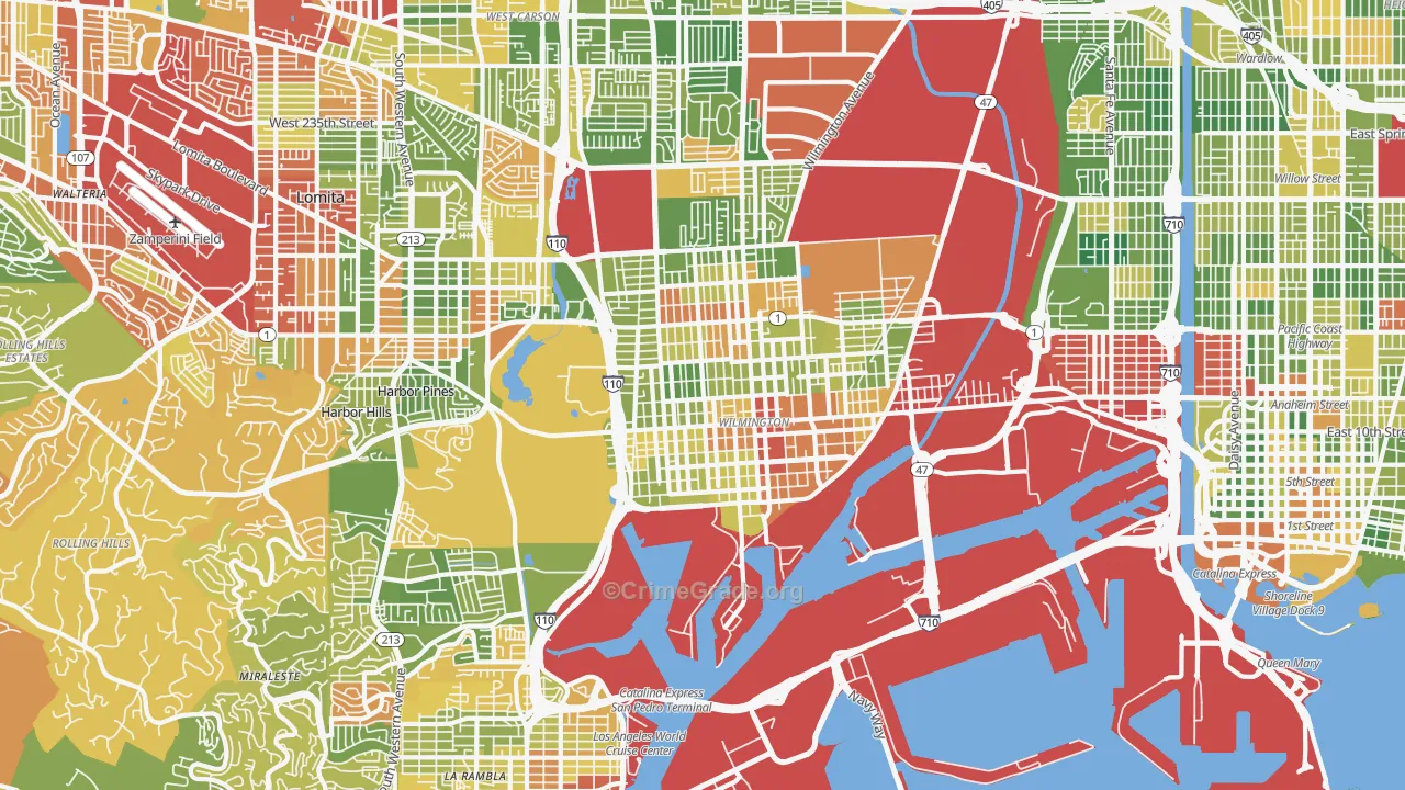 Wilmington, CA Map of Drug-Related Crime Rates