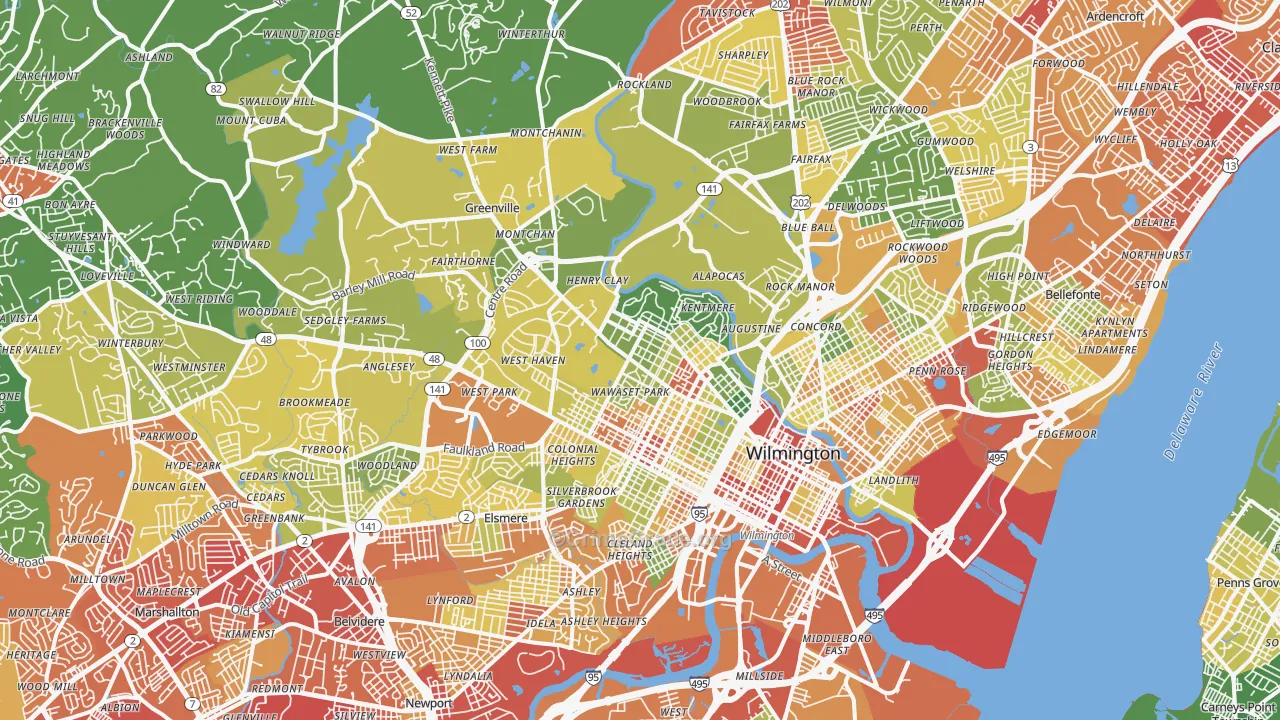 Wilmington, DE Map of Drug-Related Crime Rates