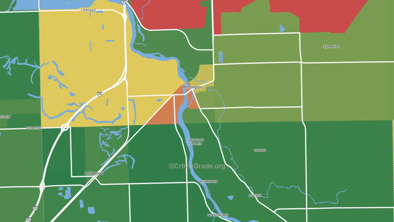 Wilmington, IL Map of Drug-Related Crime Rates