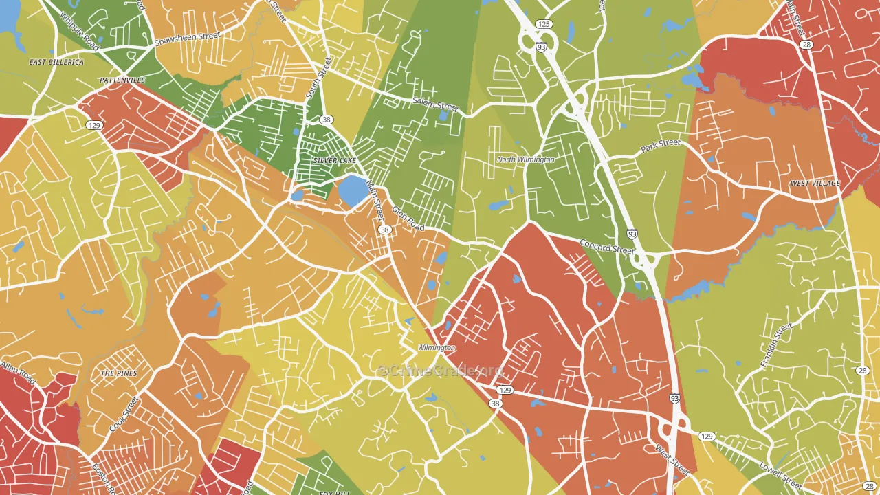 Wilmington, MA Map of Drug-Related Crime Rates