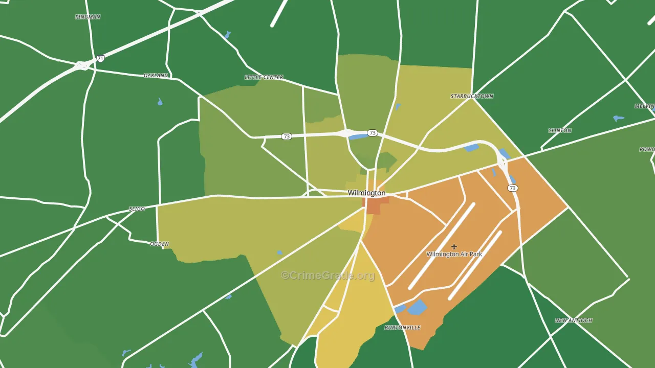 Wilmington, OH Map of Drug-Related Crime Rates