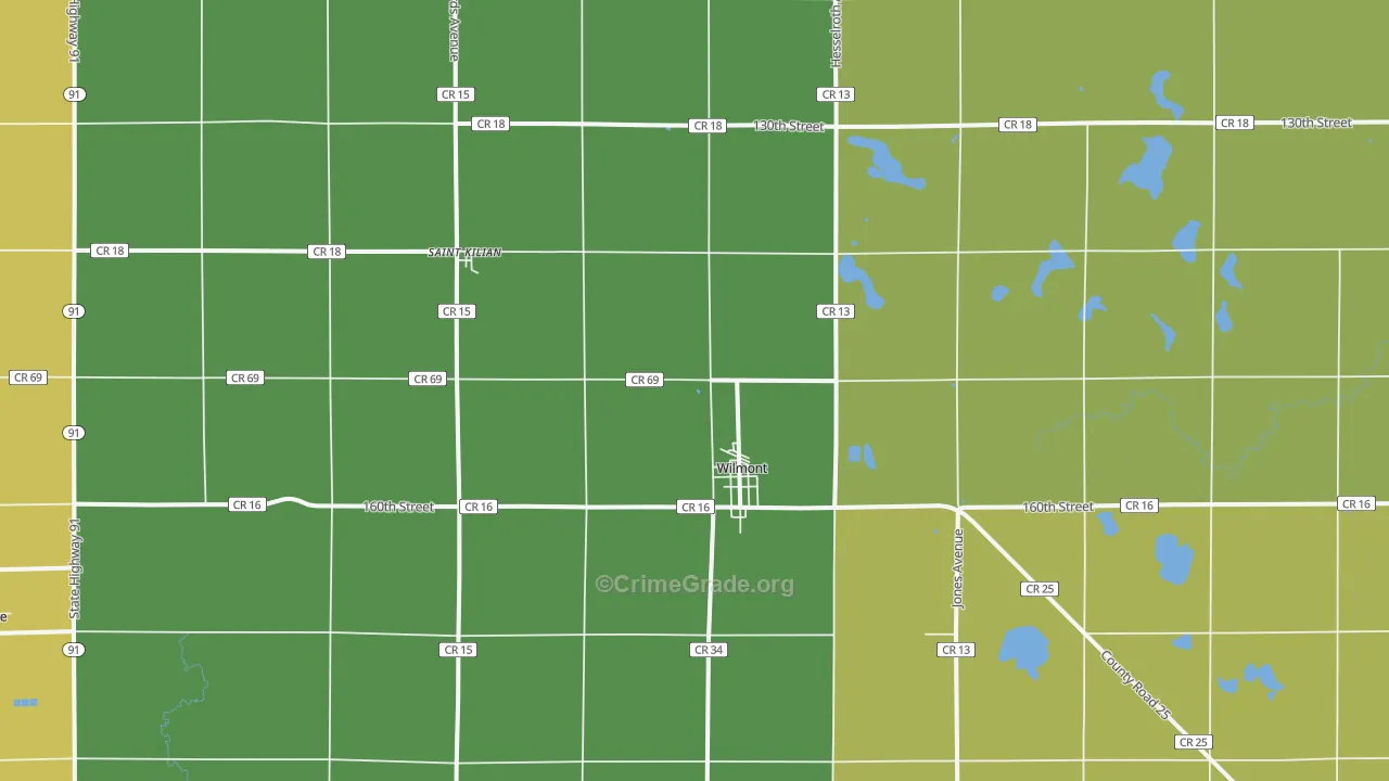 Wilmont, MN Map of Drug-Related Crime Rates