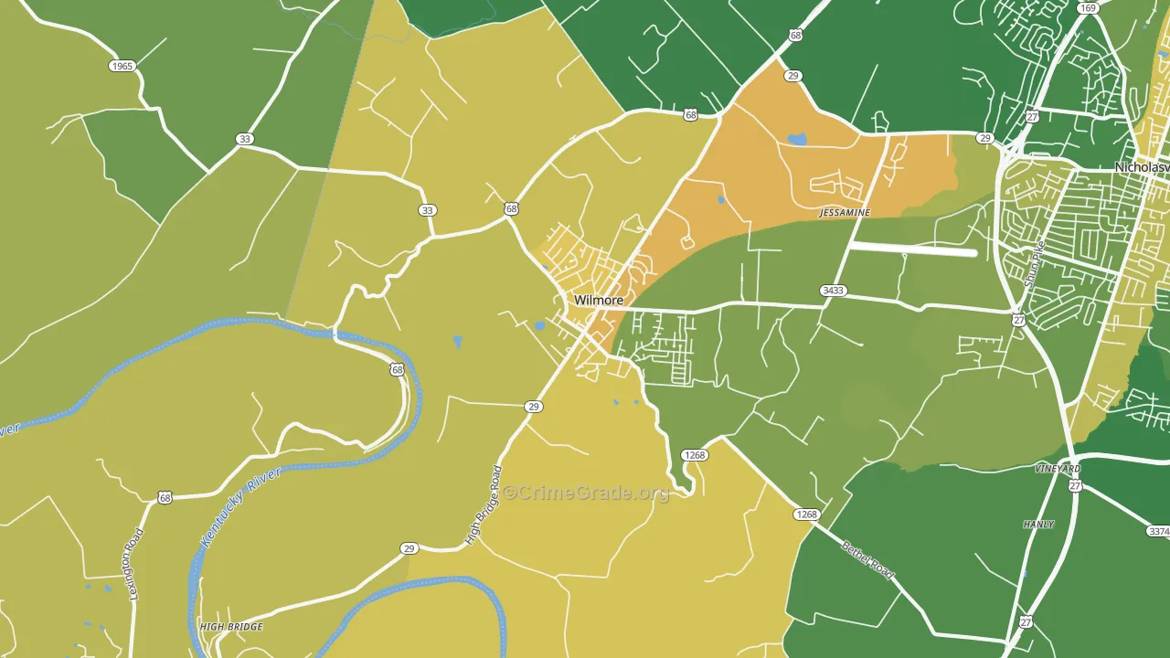 Wilmore, KY Map of Drug-Related Crime Rates