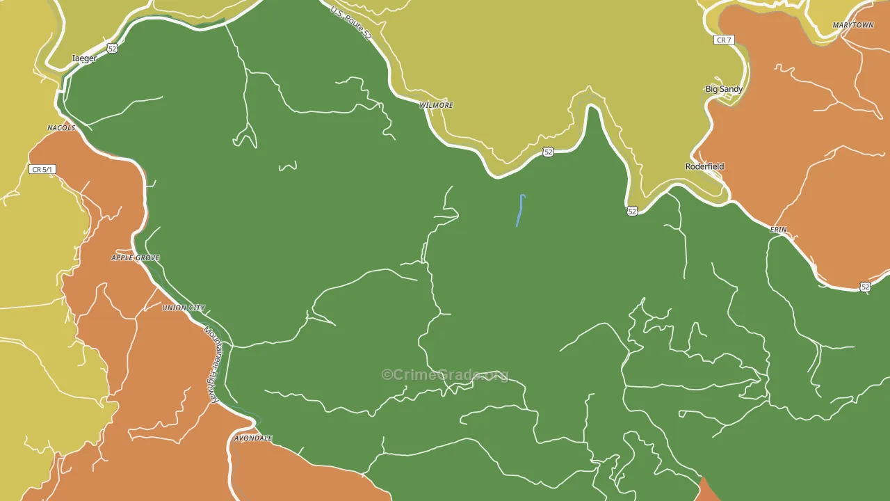 Wilmore, WV Map of Drug-Related Crime Rates