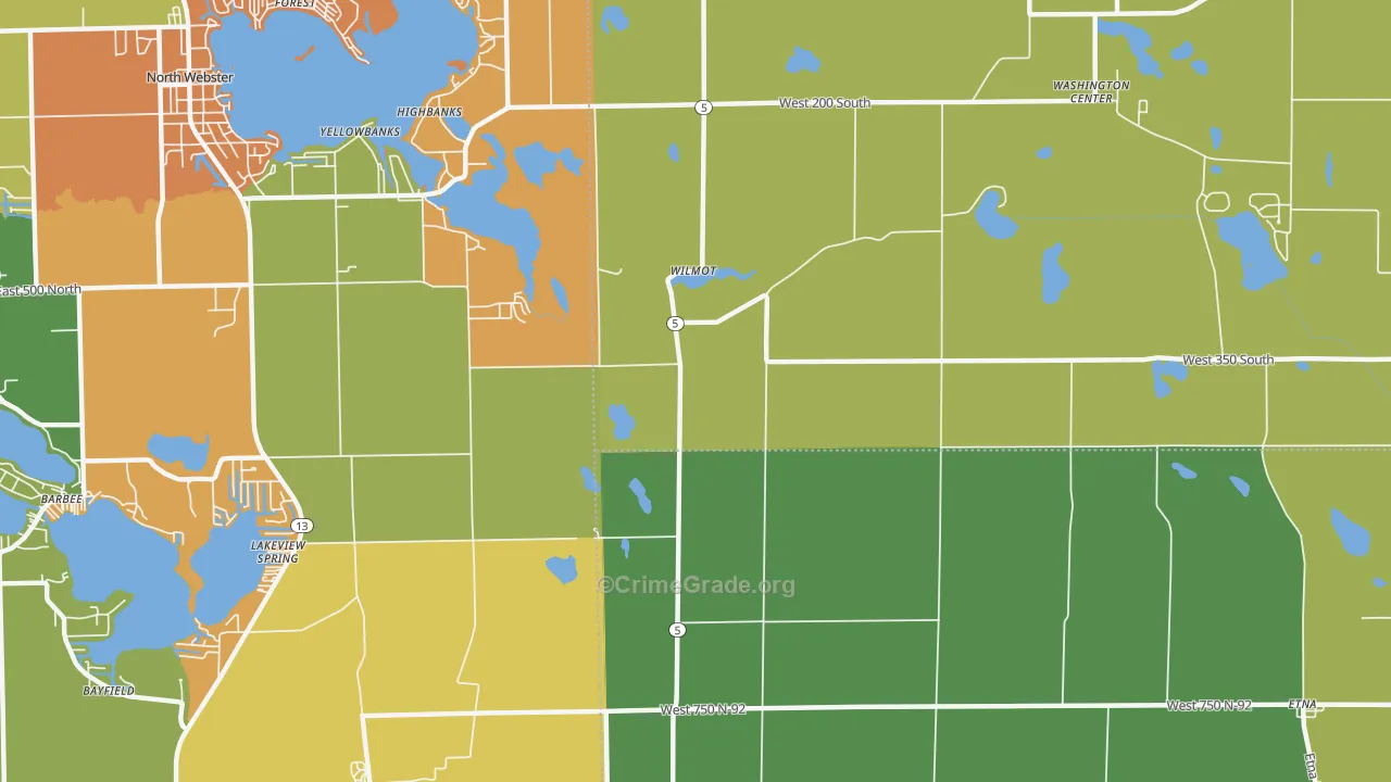Wilmot, IN Map of Drug-Related Crime Rates