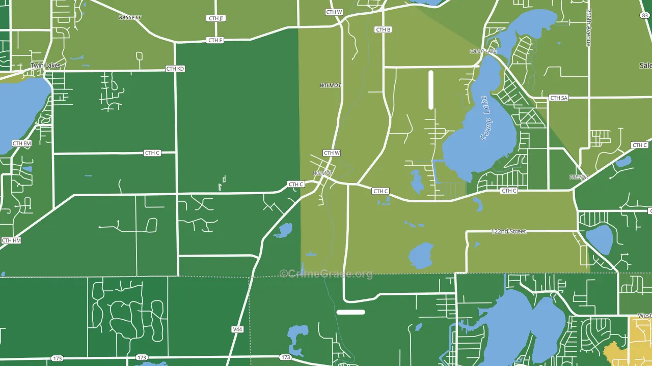 Wilmot, WI Map of Drug-Related Crime Rates
