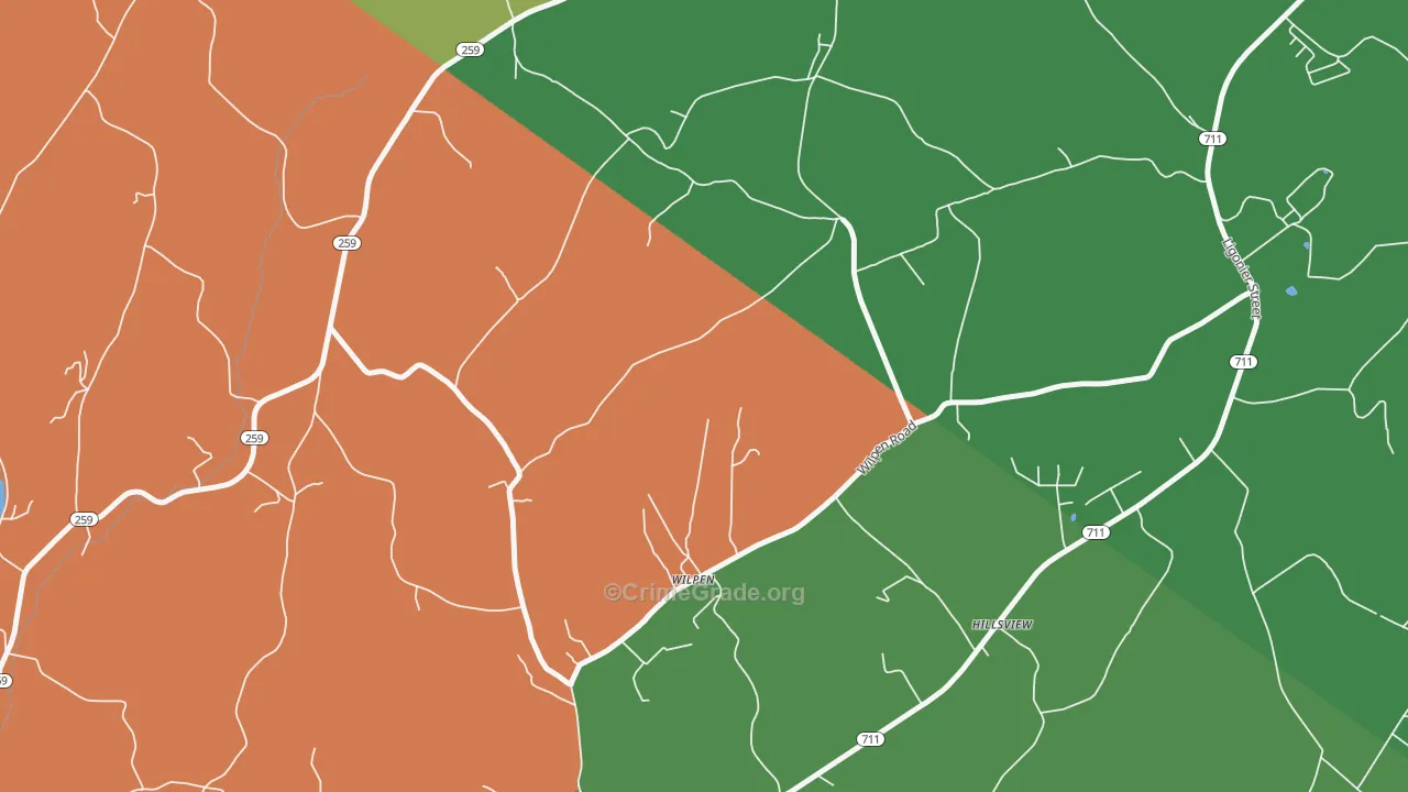 Wilpen, PA Map of Drug-Related Crime Rates