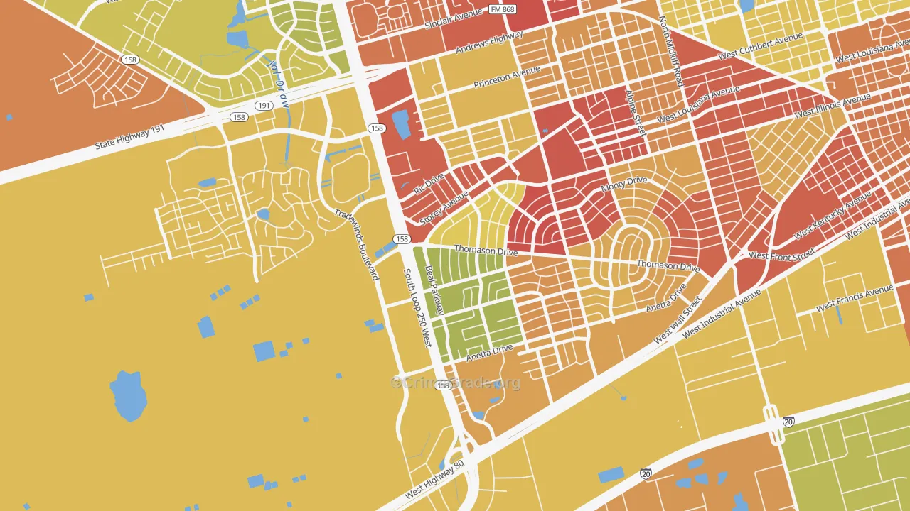 Wilshire Park, Midland, TX Map of Drug-Related Crime Rates