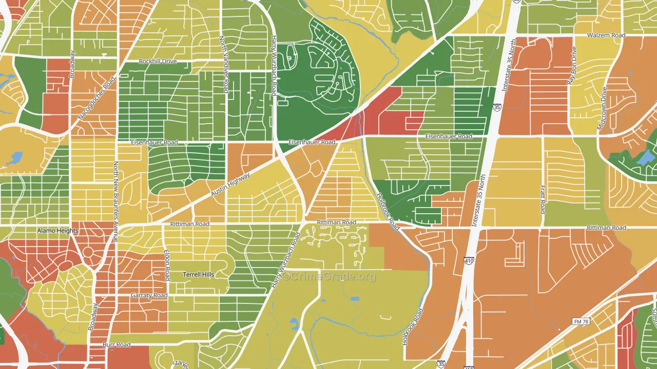 Wilshire, San Antonio, TX Map of Drug-Related Crime Rates