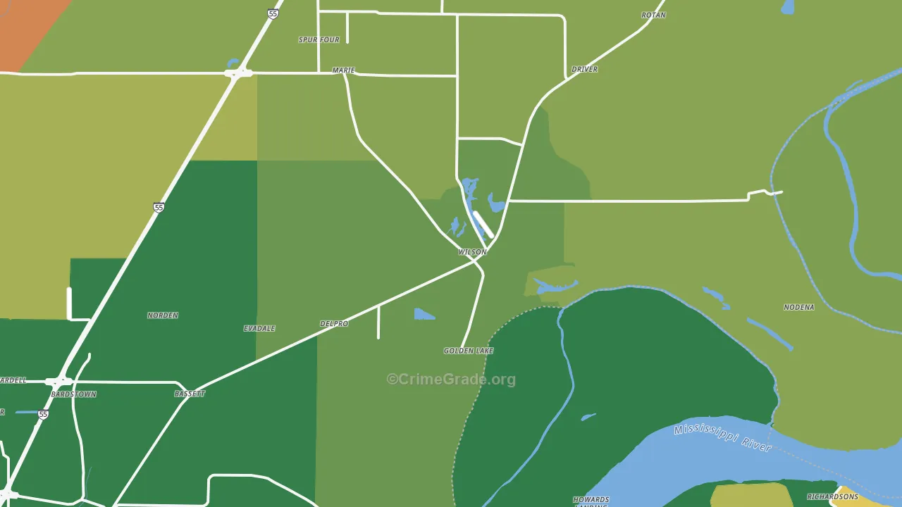 Wilson, AR Map of Drug-Related Crime Rates