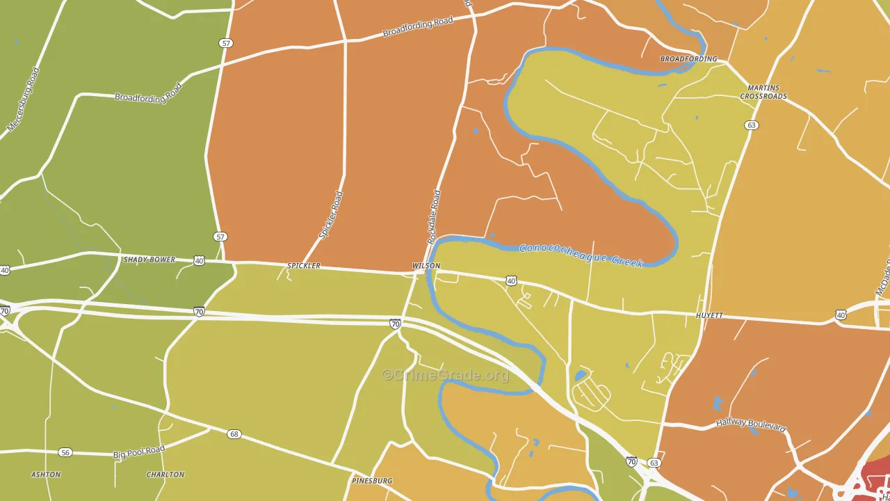 Wilson-Conococheague, MD Map of Drug-Related Crime Rates
