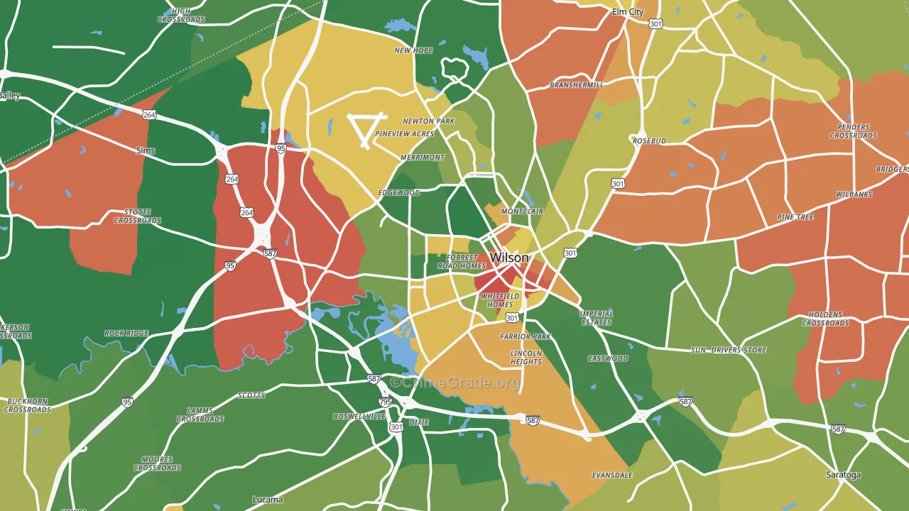 Wilson County, NC Map of Drug-Related Crime Rates