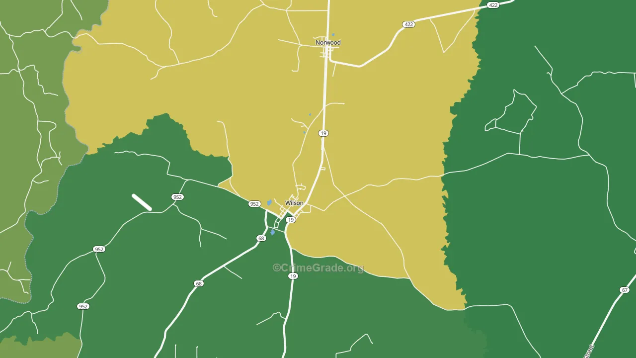 Wilson, LA Map of Drug-Related Crime Rates