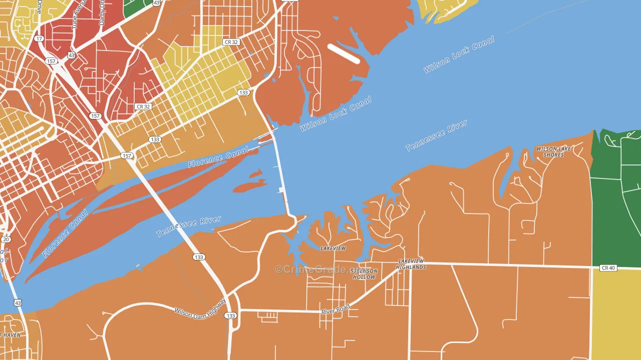 Wilson Lake Shores, AL Map of Drug-Related Crime Rates