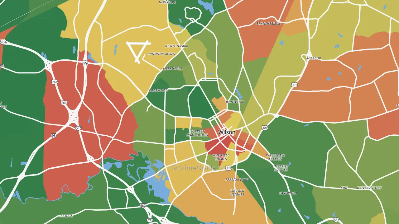 Wilson, NC Map of Drug-Related Crime Rates