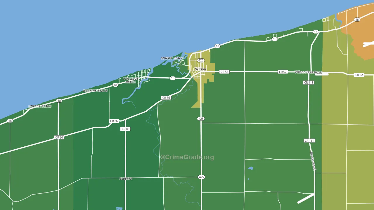 Wilson, NY Map of Drug-Related Crime Rates