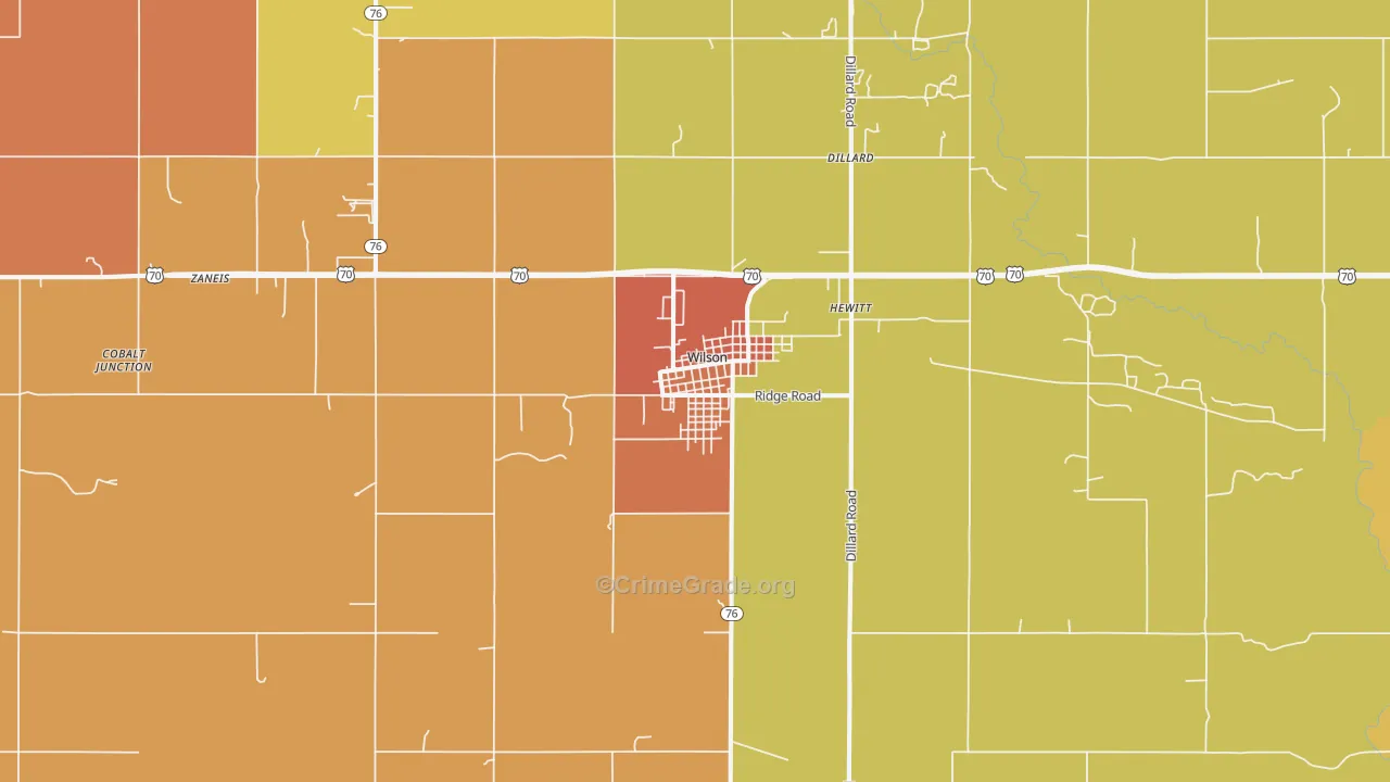 Wilson, OK Map of Drug-Related Crime Rates