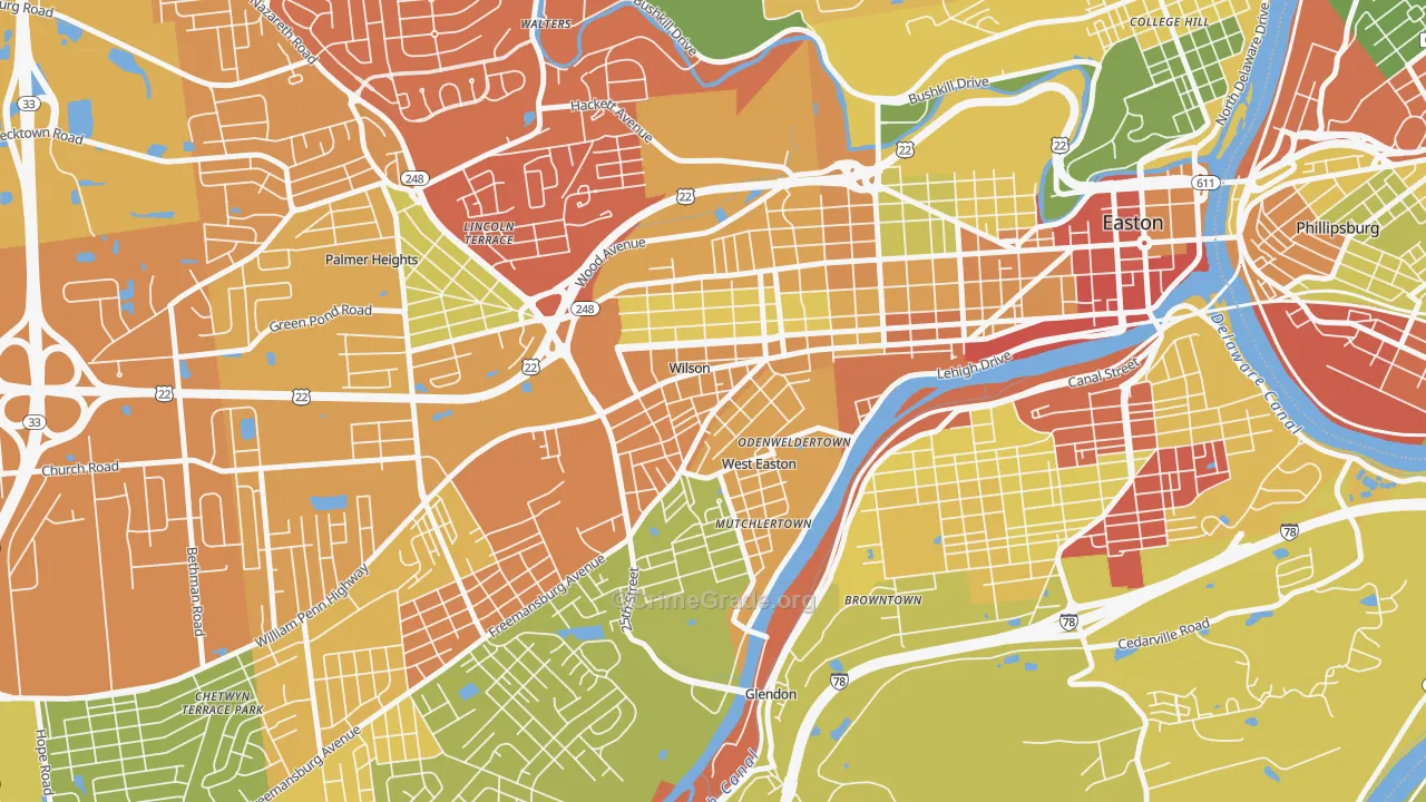 Wilson, PA Map of Drug-Related Crime Rates