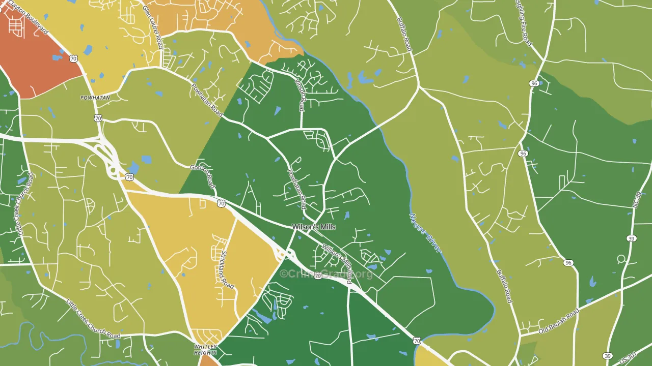 Wilsons Mills, NC Map of Drug-Related Crime Rates