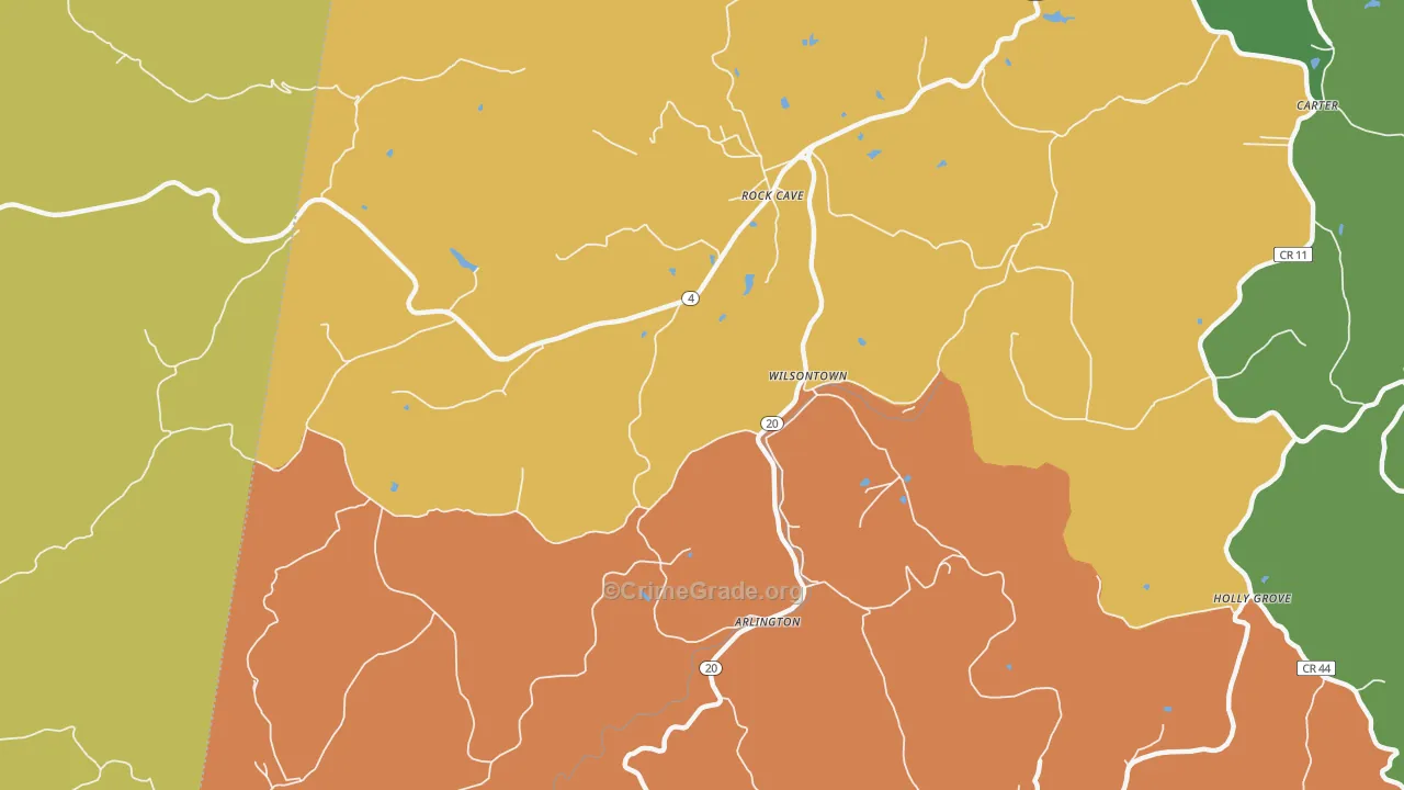 Wilsontown, WV Map of Drug-Related Crime Rates