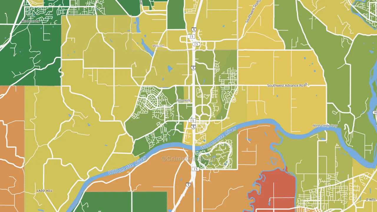 Wilsonville, OR Map of Drug-Related Crime Rates
