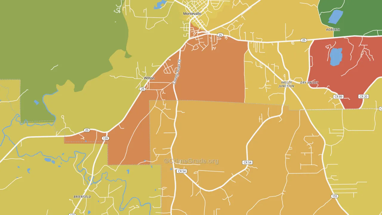 Wilton, AL Map of Drug-Related Crime Rates